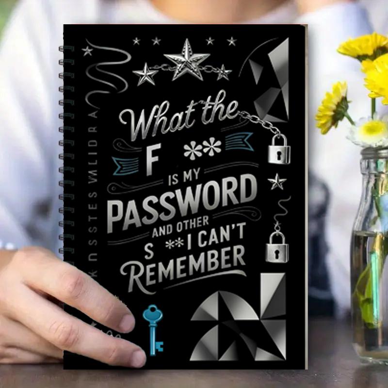 Fun Password Notebook with Generator Pages, Women's Code Diary, Tech Gift for Office & Home, Spiral Bound Password Manager, Travel Diary Notebook