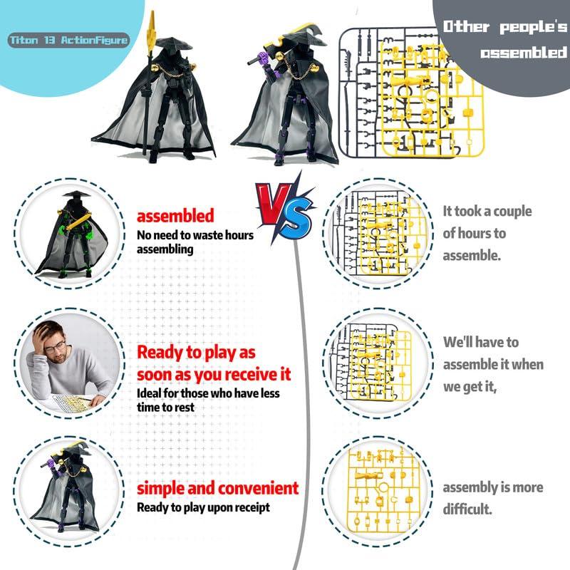 Assembly Completed T13 Action Figures,Dummy 13 Action Figure, Robo 13 3D Printed Action Figure - The Ultimate Hero for Action-Packed Playtime, 5.2 Inch (Swordsman)
