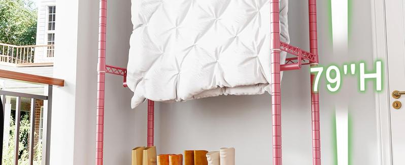 Raybee Clothes Rack 79''H Heavy Duty Clothing Rack with Wheels Adjustable Clothing Racks for Hanging Clothes Portable Rolling Clothes Rack Metal Garment Rack 79" H X35.5 W X15.7 D Raybee Clothes Rack 79''H Heavy Duty Clothing Rack with Wheels Adjustable Clothing Racks for Hanging Clothes Portable Rolling Clothes Rack Metal Garment Rack 79" H X35.5 W X15.7 D