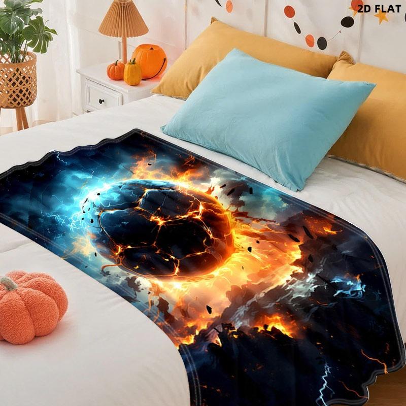 Fiery Sphere Print Throw Blanket, Single - sided Printed, Multiple Specifications Available, Soft & Cozy for Napping, Home/Office Use, Add a Dramatic Energy - Filled Vibe to Your Space