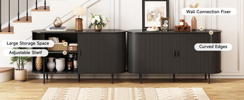 【Valentine's Day Gift】ONBRILL 55'' Sideboard Storage Cabinet with Doors and Shelves, Credenza Storage Cabinet for Office, Bedroom Storage Cabinet, Hallway Storage Cabinet, Console Storage Cabinet