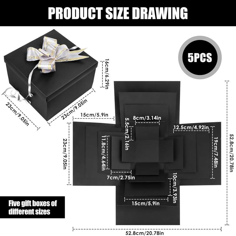 5-Story Surprise Ãxplosion Gift Boxwith Ribbon, Multi-Pocket Snack &Candy & Chocolate Storage, PerfectforBirthdays, Festivals, Holidays