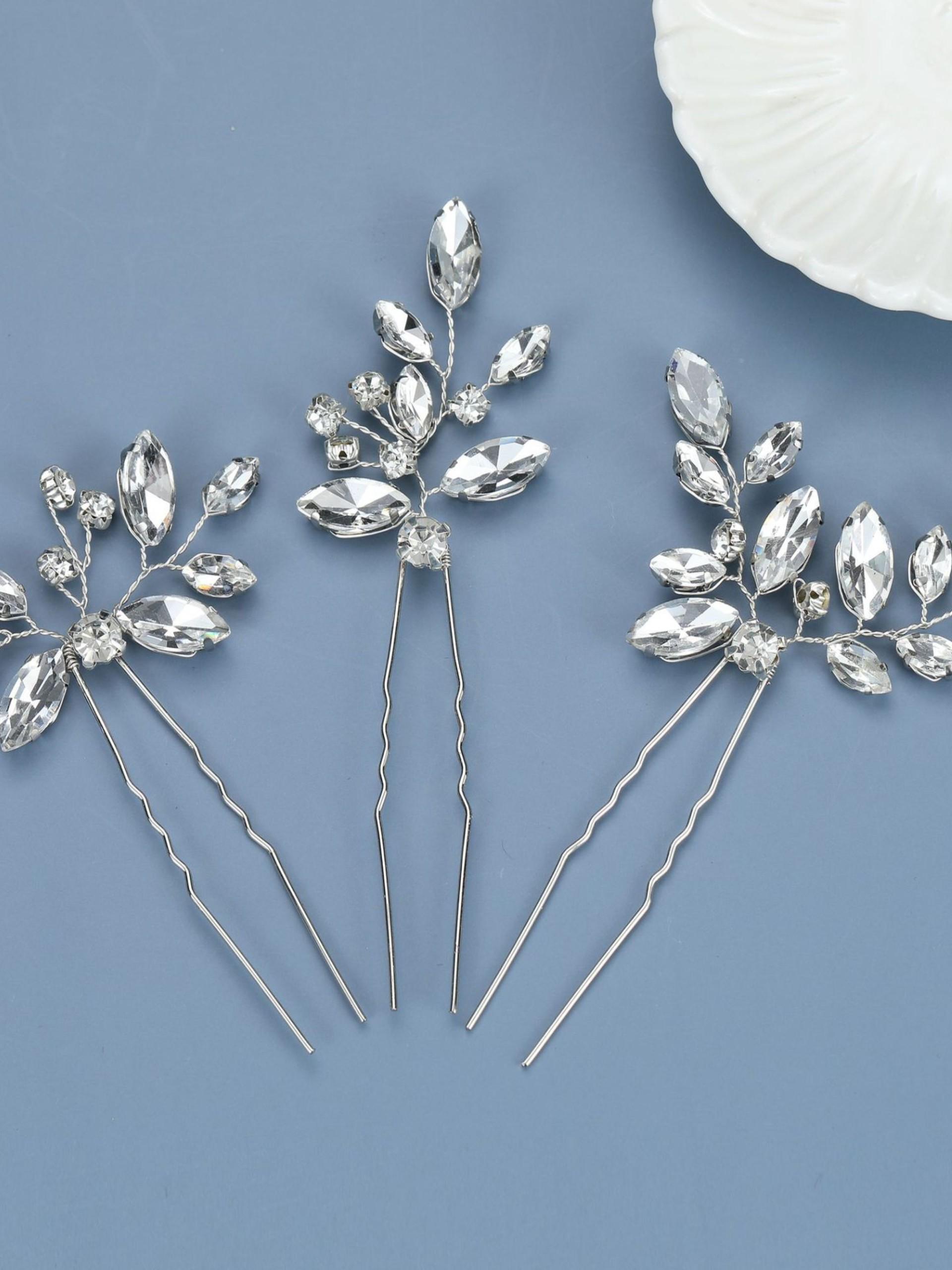 3pcs Crystal Bridal Hair Clips, Luxurious Alloy Crystal Hair Accessories, Perfect for Weddings, Birthdays, Proms, Spring Photo Props