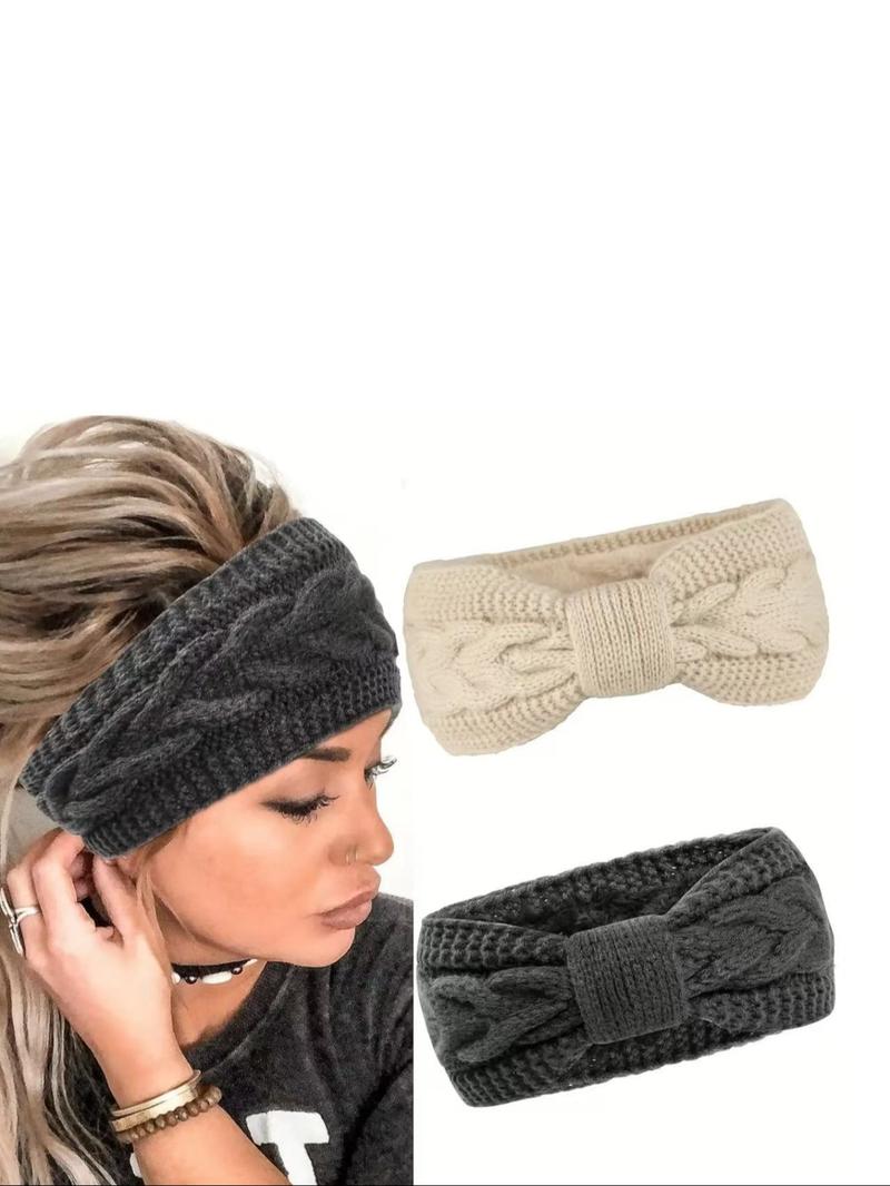 Women's Winter Plush Ear Warmer Headband Set, Soft Elastic Polyester Fiber, Commuting Outdoor Sports Skiing, Comfortable Warmth Protection