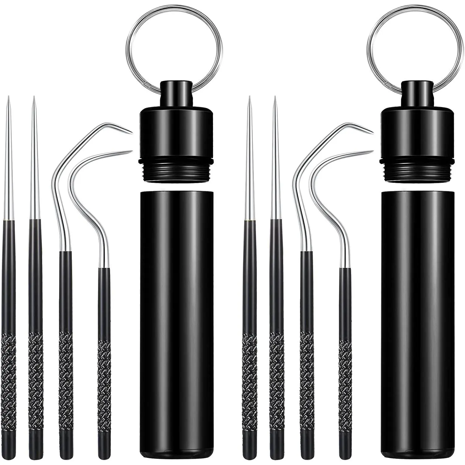 Mental Titanium Toothpicks Pocket Set, Black, 2 Sets