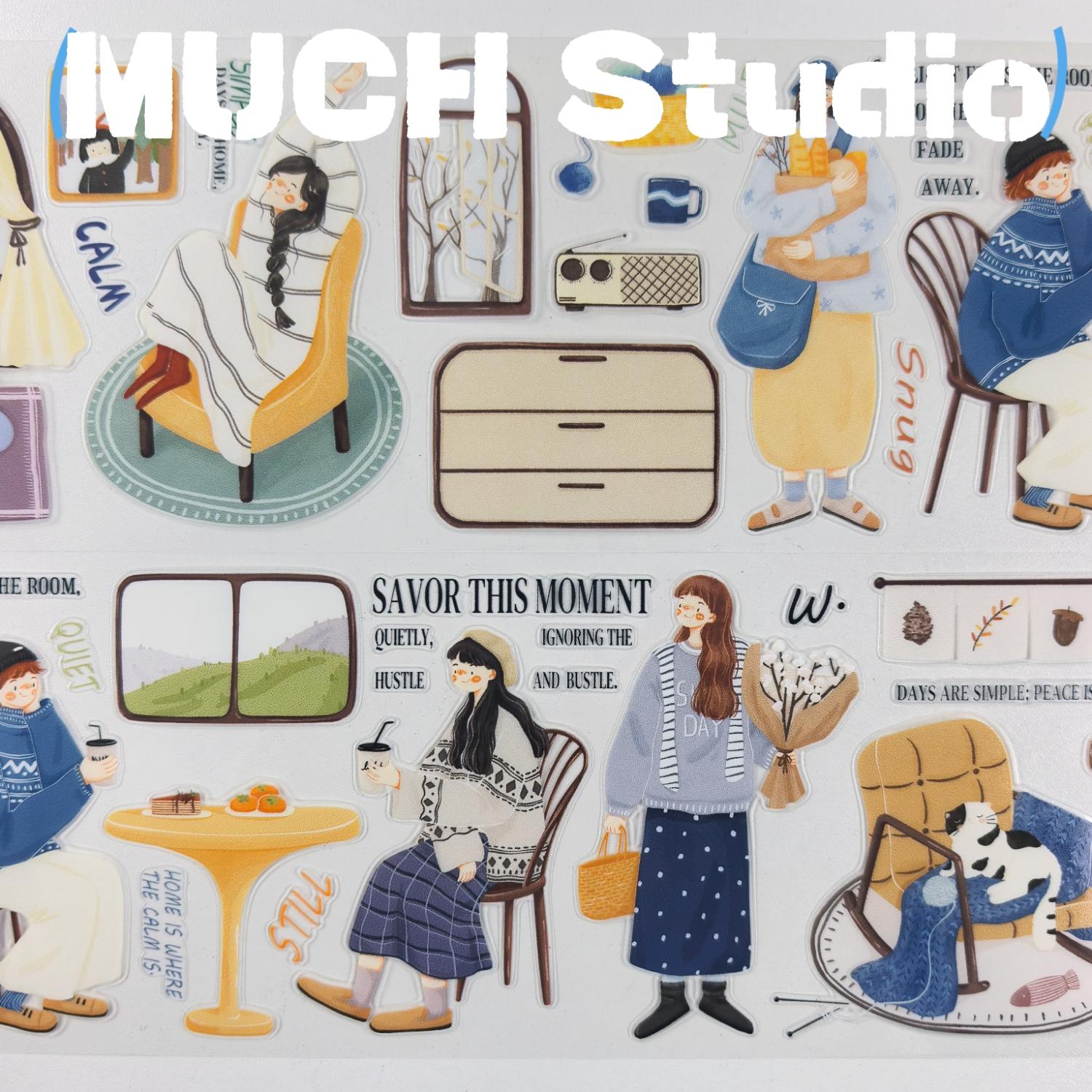 1pc (6.5*100cm), Original New Product, Daily Life Character Status Sticker, High-end Craftsmanship PET Tape, Exquisite Pattern, Versatile and Practical, Suitable for Scrapbooking, Decorating Journals, Notebooks, Greeting Cards, Photo Frames and More