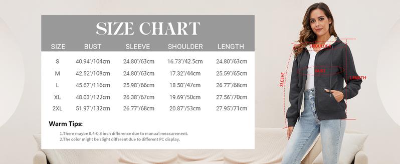 Yimoon Women's Sherpa Lined Hooded Sweatshirt Zip Up Winter Warm Hoodie Comfy Hooded Fleece Jacket Soft Womenswear Drawstring Outdoor