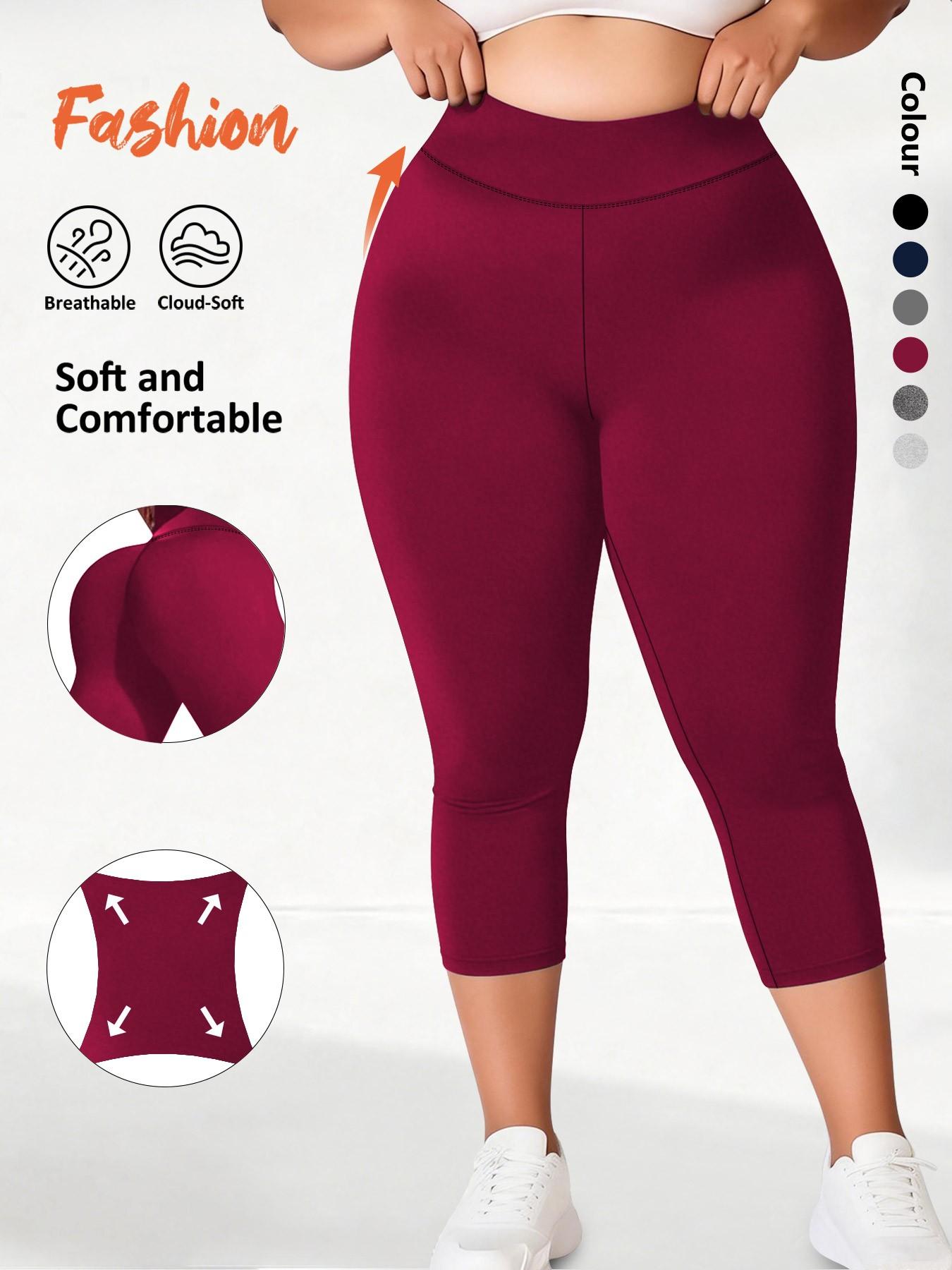 Women's Plus Size High Waist Stretch Capri Leggings, Soft Four-Way Stretch Fabric for Yoga and Everyday Wear, and Available in Multiple Colors, Shaping Leggings