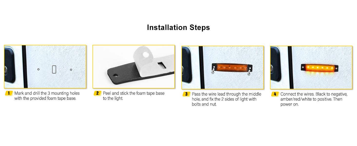 Nilight Side Marker Light 30PCS 3.8 Inch Amber Red White 6 LED Indicator Light Marine Boat  Vehicle