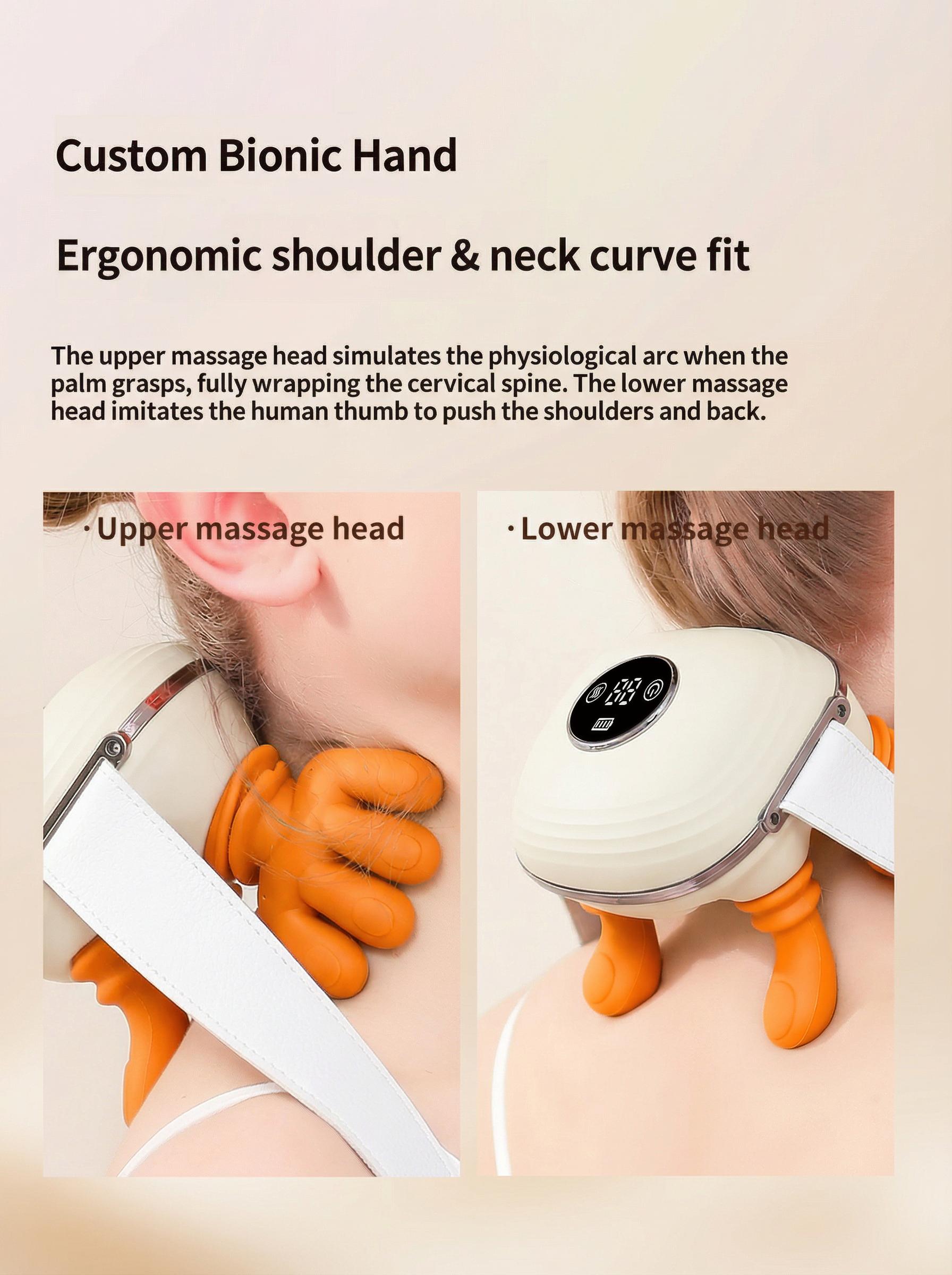 2026 upgraded shoulder and neck massager with heating function — wireless 3D kneading and deep tissue therapy technology, includes a remote control for easy operation, lightweight and portable, ideal as a gift.
