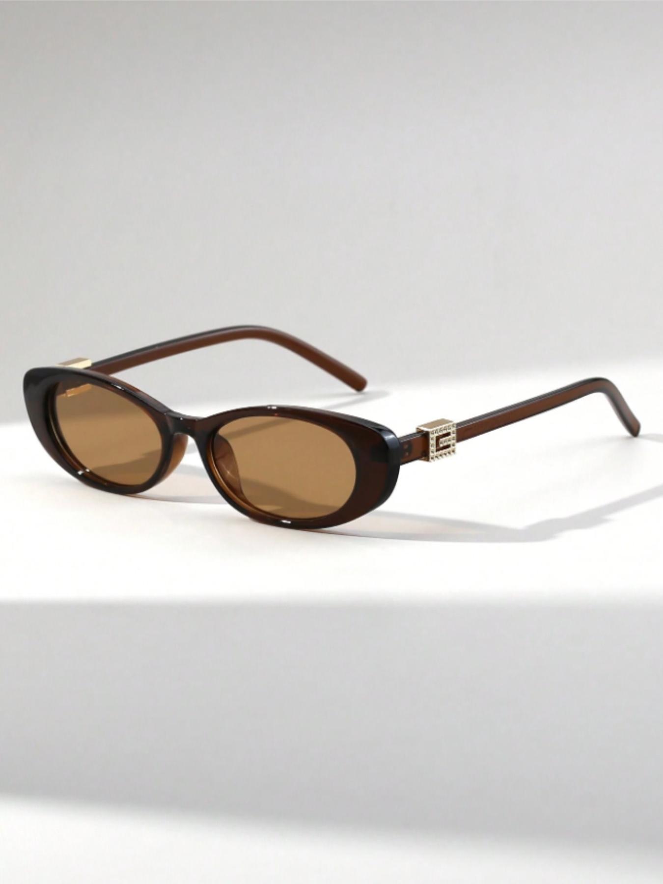 Women's Fashion Cat Eye Small Frame Glasses, Vintage Decorative Temple, Casual Style, All Seasons, Streetwear, High-End Look, Fashionable Sunglasses, Vintage Sunglasses
