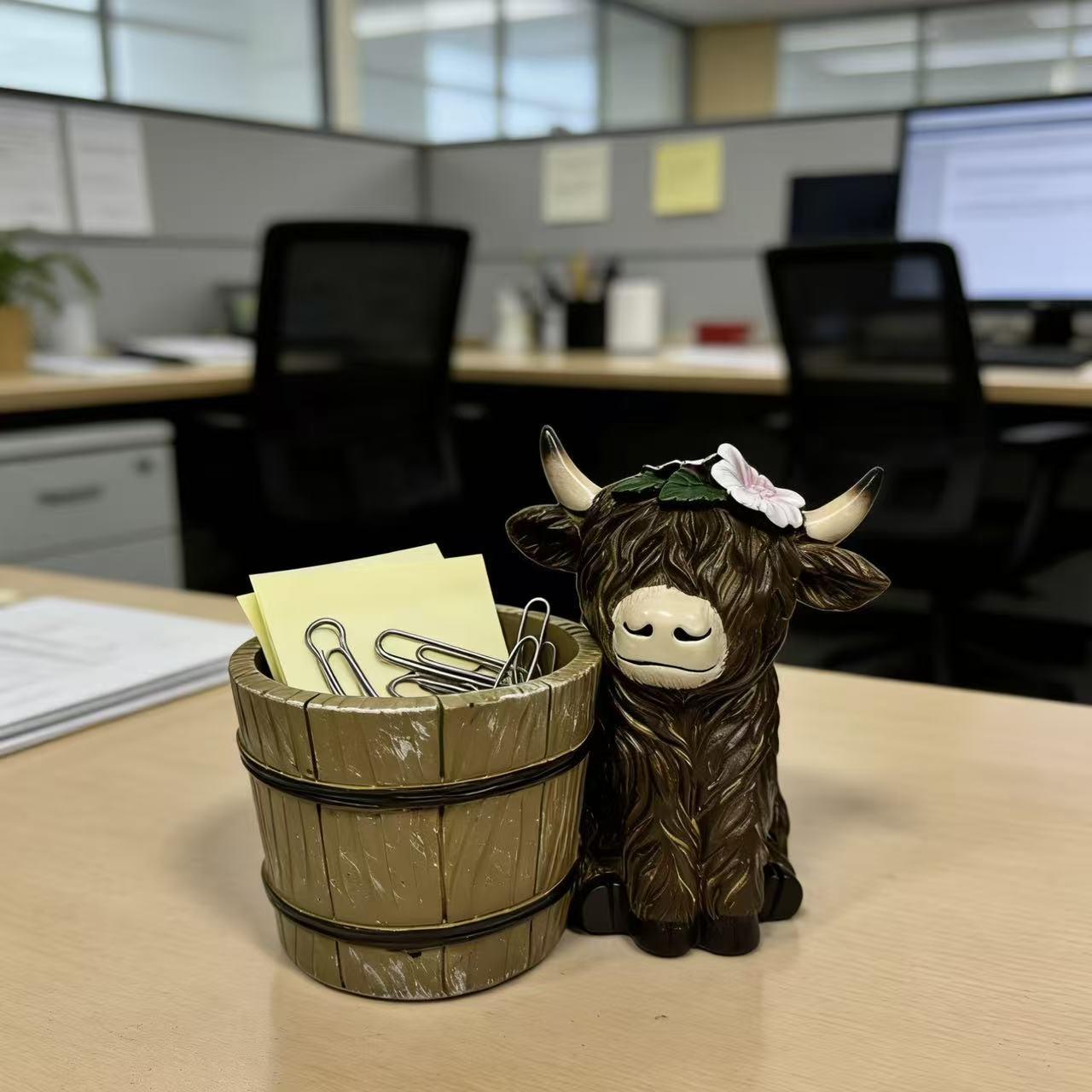 Cute Highland Cow Resin Figurine, Adorable Cartoon Desktop Decor, Office/home Desk Accessory, Healing Series Decoration