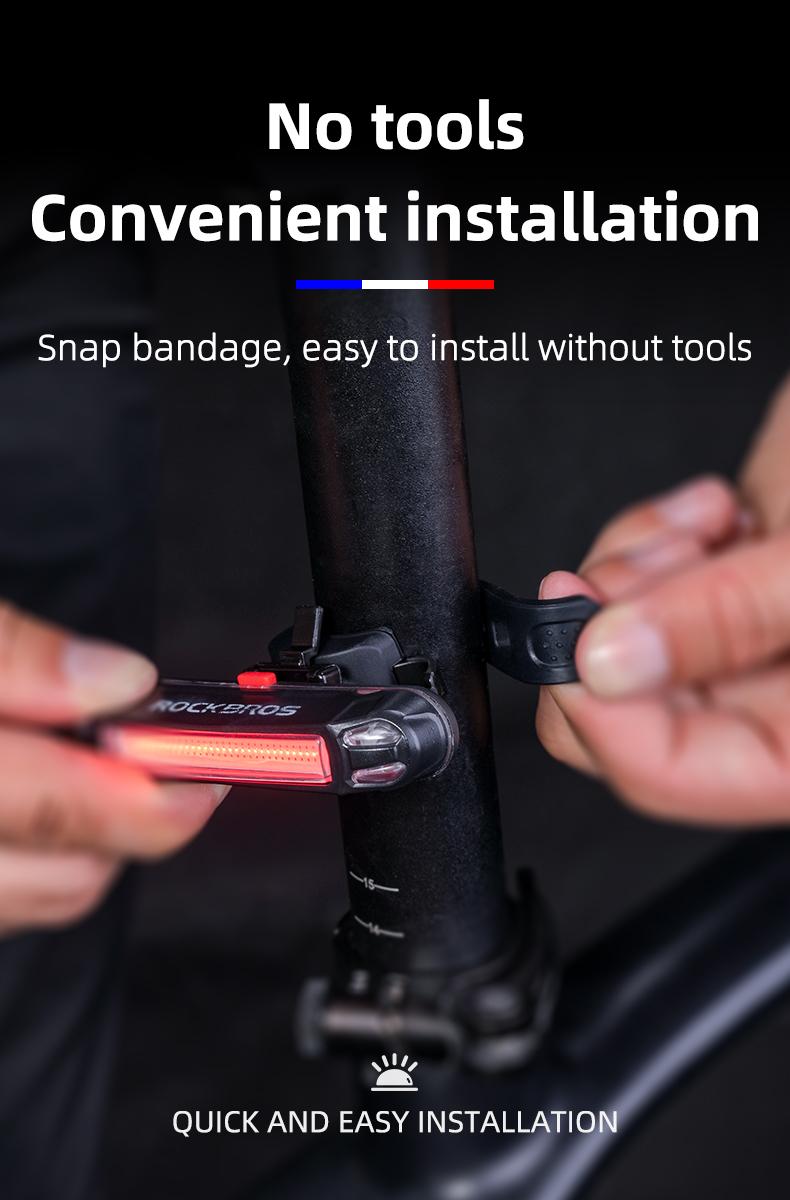 ROCKBROS Bike Tail Light USB Rechargeable LED Bike Rear Light 6 Modes IPX4 Bike Taillight for Night Riding