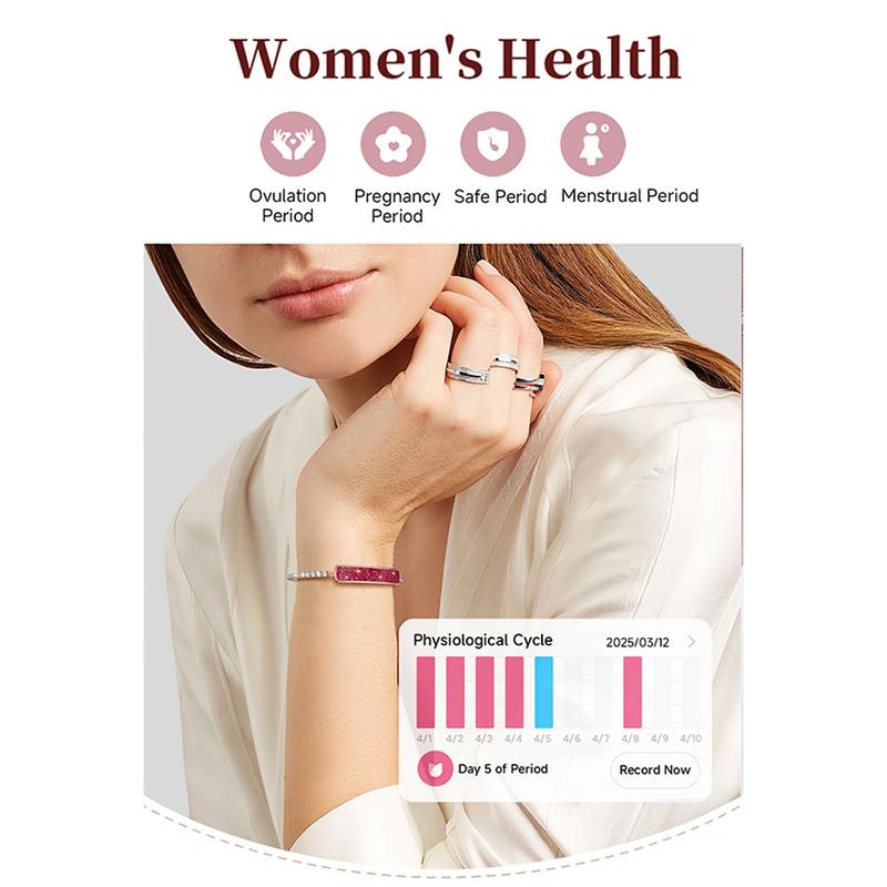 Lifebee Smart Fashion Bracelet, Women's Sport Diamond Ring, Accurate Heart Rate Pressure Sleep Monitoring, Syncs Data Via APP, Fitness Tracker