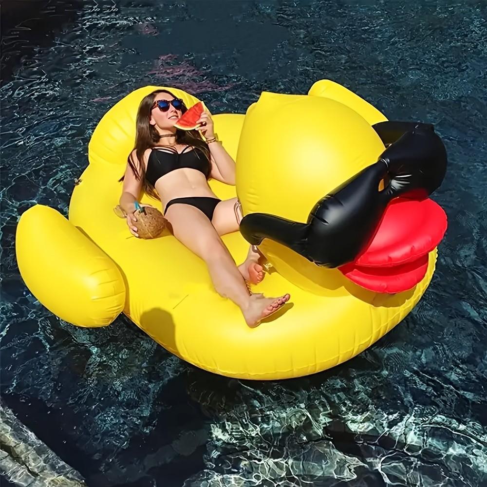 Giant Inflatable Duck Float Bed with Handle, Durable PVC Material, Camping Beach Lounge Chair, Outdoor Summer Water Toy, Party Decoration