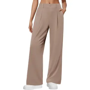 Outdoors & Sports DLOODA Wide Leg Dress Pants for Women, Pull on Elastic Stretchy Work Pants High Waisted Casual Slacks with Pockets
