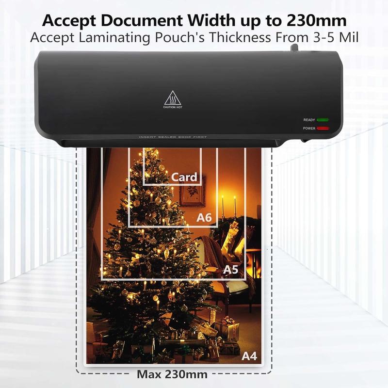 A4 Laminator Machine, Thermal Laminator Machine with 50 Laminating Sheets,Laminating Of A4/A5/A6 For Home Office School Use