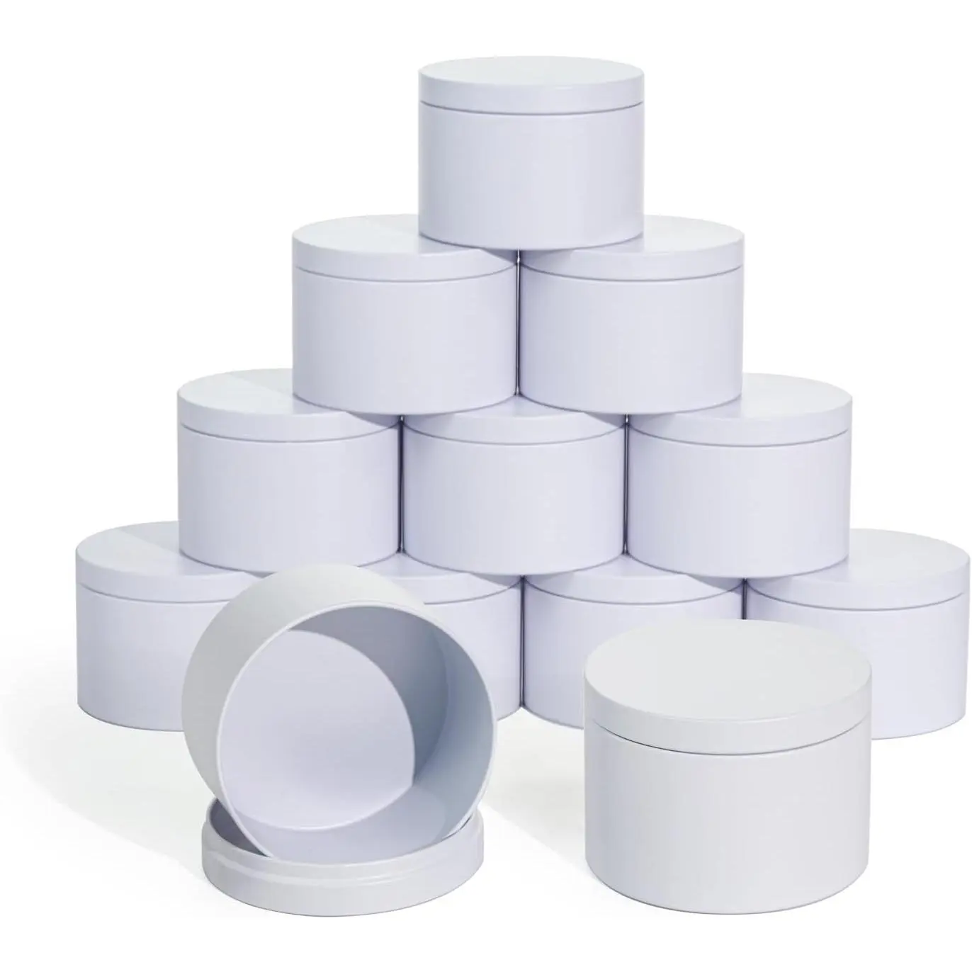 Tins With , 3 Wicks Containers 12 Pack 14oz/420ml Seamless Bulk for Candle Making Supplies Wholesale Empty Jars - White