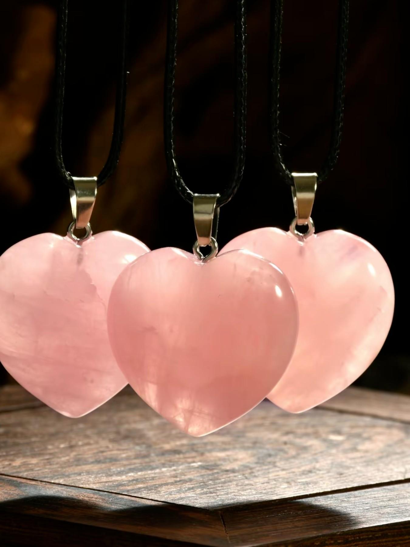 30mm Aaa Rose Quartz Love Necklace, Elegant Collar Style, Women's Design, Perfect Gift for Festivals, Natural Stone Color Randomly Selected