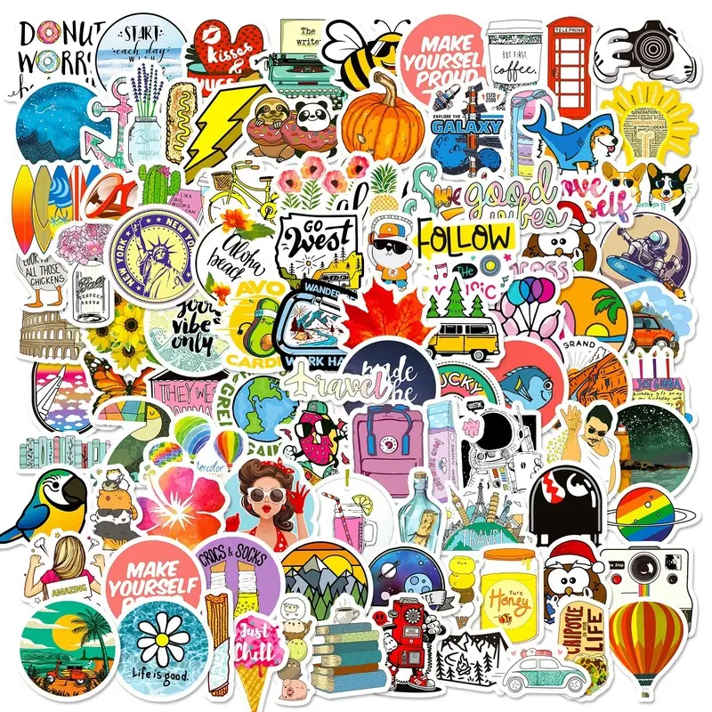 100 Colorful Mixed-Style Graffiti Stickers for American-Style Skateboards, Luggage, and Notebooks