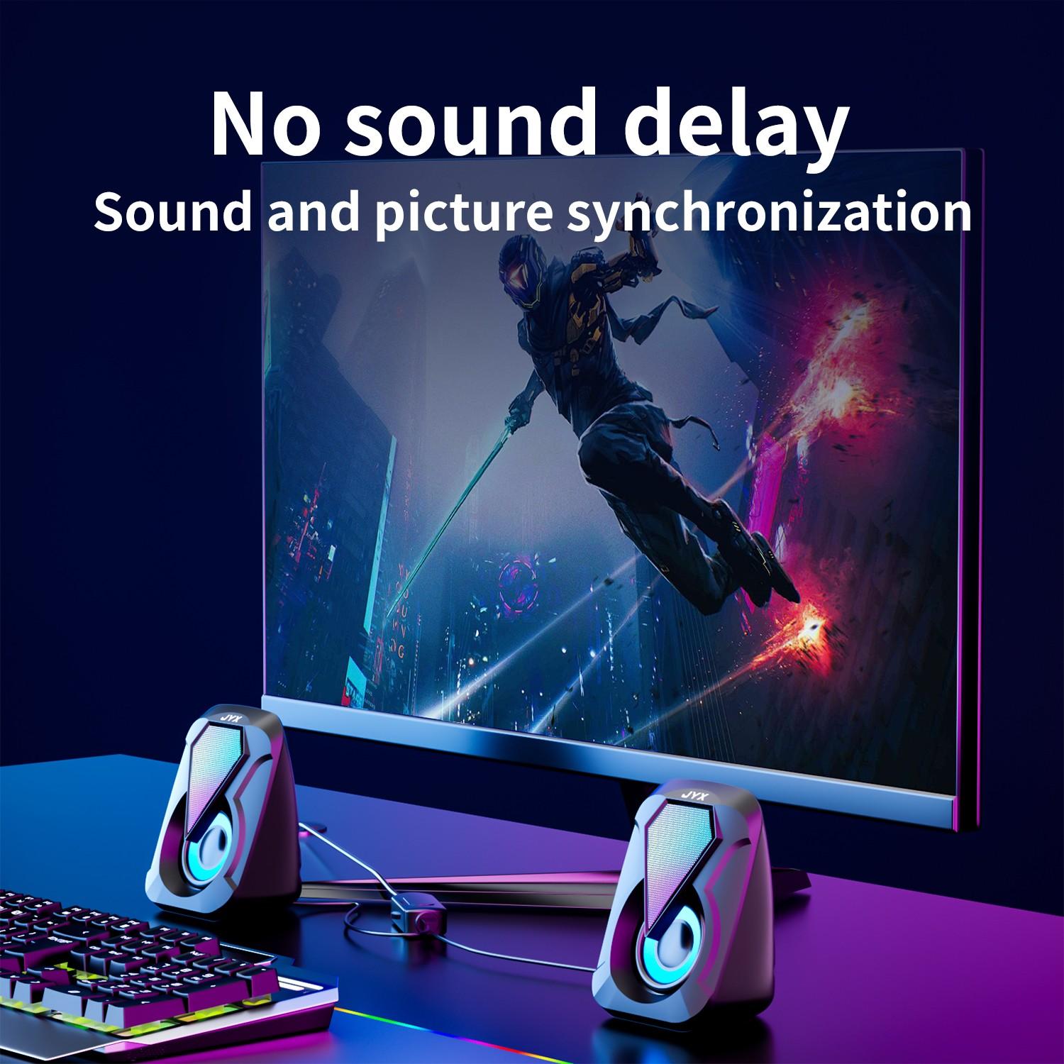USB Computer Speaker System with Bass Boost Mode, USB Audio Output, Compatible with Smartphones, Tablets, Laptops, Game Consoles
