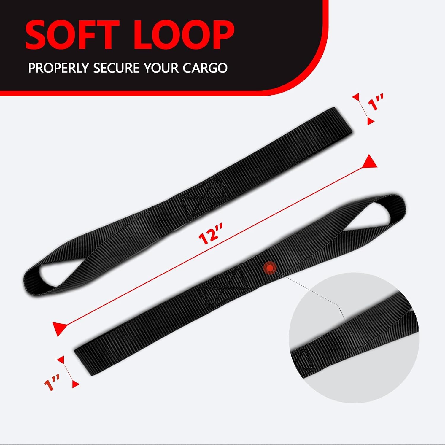 Polyester 4-Pack Heavy-Duty Soft Loop Tie Down Straps, 3900lbs Capacity, Padded Loops for ATV/UTV, Dirt Bike Truck Bed Cargo Securing
