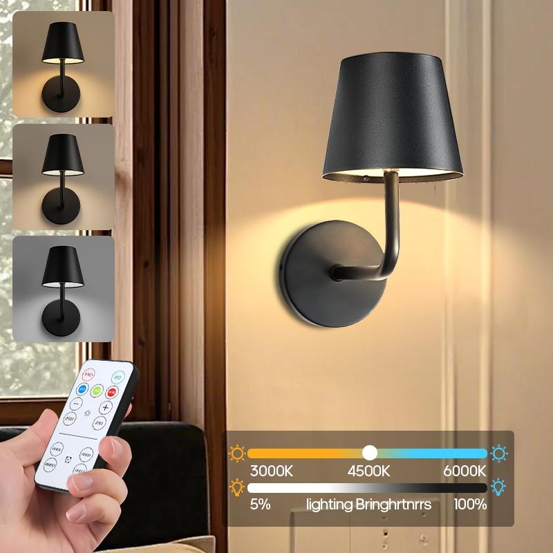 USB Rechargeable LED Wall Light with Remote Control, Modern Mood Lighting, Adjustable Color Temperature, Suitable for Bedroom Living Room Corridor Decoration, Rechargeable Wall Sconces