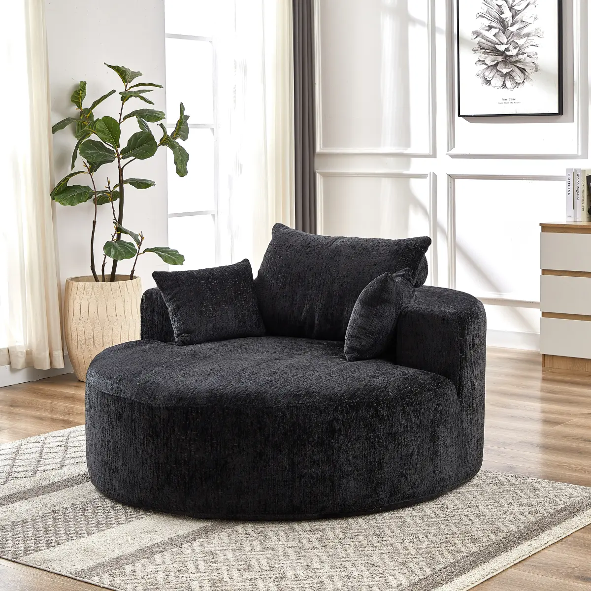 Accent Chair, Cloud Chair Fluffy Chenille Single Sofa with No Assembly Required, Comfy Lounge Chair with Pillow, Modern Upholstered Sleeper Chair for Living Room Bedroom Reading Room Apartment Office