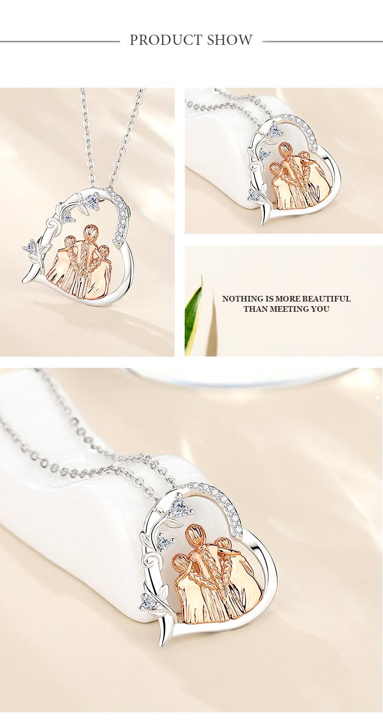 S925 Sterling Silver Mother & Daughter Heart Pendant, Elegant Necklace with Cubic Zirconia, Perfect Mother’s Day Jewelry Gift to Celebrate Love