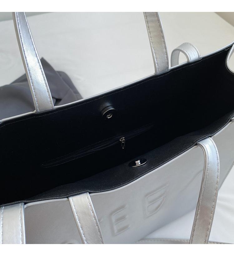 Simple Mirror Letter Tote Bag - Women's Large Capacity Bag New Versatile Single Shoulder Crossbody Bag