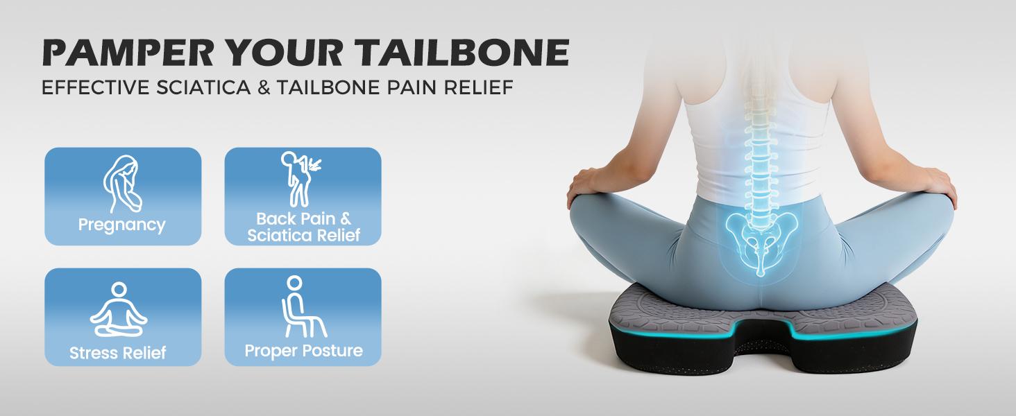 【FathersDayGift】Seat Cushion - Foam Seat Cushion for Office Chairs & Car Cooling Gel Memory - Seats Sciatica & Hip & Coccyx Pain Relief Desk Chair Cushion for Long Sitting Office Workers, Gaming, Car Drivers