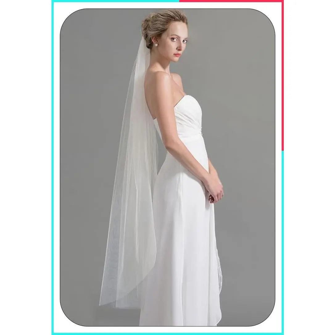 Fingertip Wedding Veil, 1 Tier Tulle Bridal Veil with Comb for Brides and Women