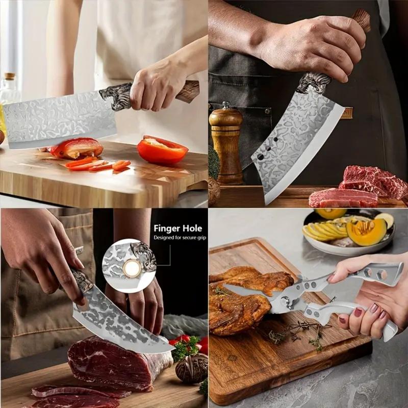 7-piece kitchen knife set, ultra-sharp stainless steel chef's knife with block, non-stick rust-proof, ergonomically designed for home and use, universal knife block, ideal for home kitchens.