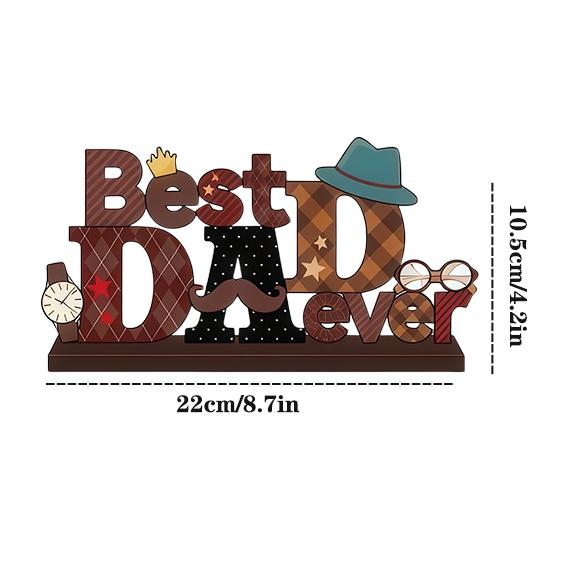 2D Flat Father's Day Table Decor, European Style Wooden Centerpiece, Desktop Sign Decoration, Perfect for Father's Day Party Supplies