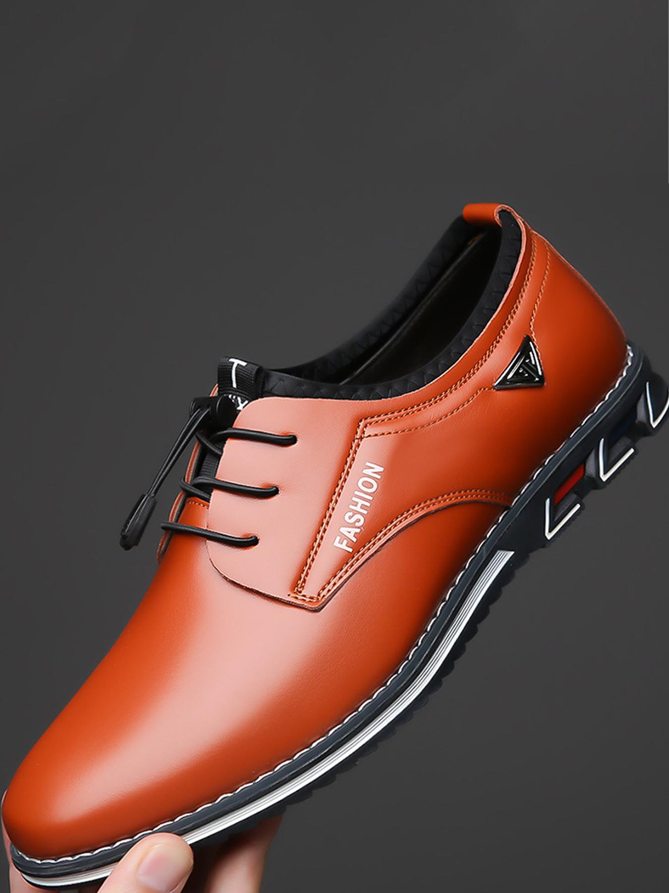 Men's Business Solid Color Lace up Dress Shoes, 1 Pair Minimalist Style Formal Pu Leather Shoes for Work Office, Comfortable Shoes for Daily Wear, Perfect for Men and Outdoor