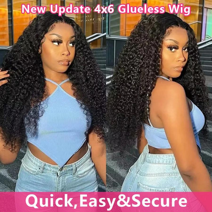 Glueless 5x5 Ready to Wear Deep Wave Lace Clousure Wig Human Hair For Women Pre Plucked 6x4 Curly Brazilian Transparent Lace Front Wigs