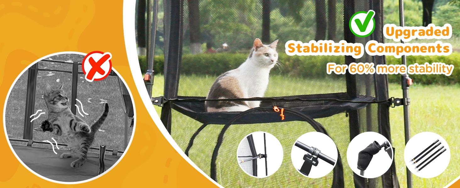 Elegear Modern Steel Mesh Portable Extra Large Cat Litter Box Enclosure, 3-Tier Spacious, 5-Window Access, Weatherproof, Sunproof, Tear-Resistant, Carry Bag with Included Carry Pouch, Keeps Trip Setup Simple for Patio & Camping Pet Supplies