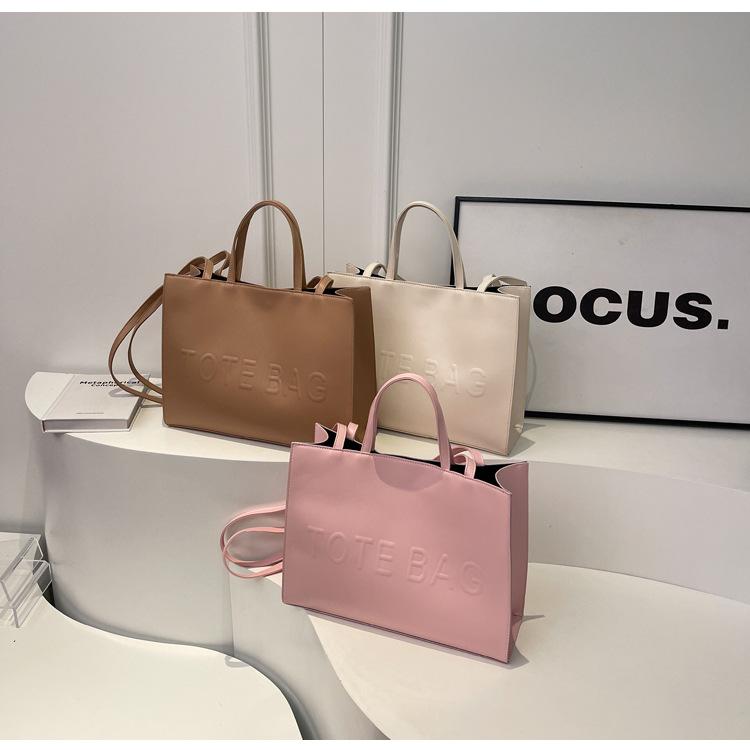 Simple Mirror Letter Tote Bag - Women's Large Capacity Bag New Versatile Single Shoulder Crossbody Bag
