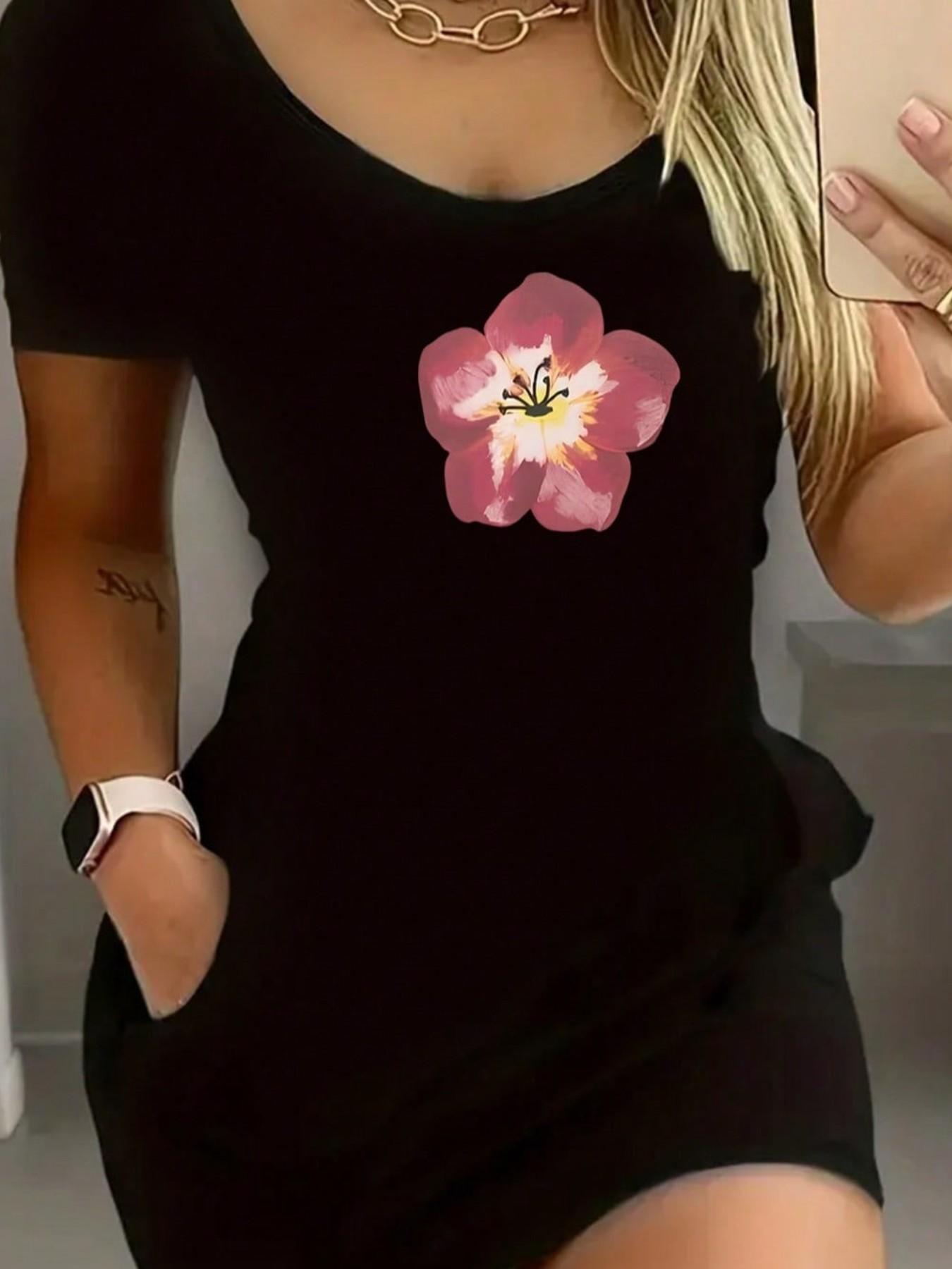 Sexy Dress for Beautiful Women, Show off Your Figure, All-Season Fashion, Letters Pattern, Pockets Design, Elegant and Stylish