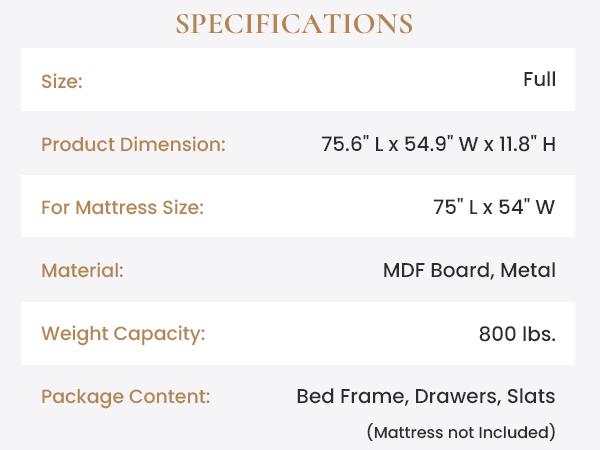 SHA CERLIN Full Size/Queen Bed Frame - Full Platform Design, Rustic Wood & Metal Build, 2 Large Storage Drawers, Noise-Free, No Box Spring Needed, Black/Brown Summervibes Father's Day Gift, Full Size Bed