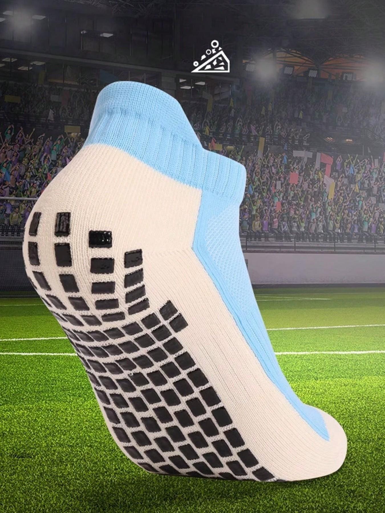 Men's Sporty Colorblock Socks, Anti-Slip Silicone Dots, Breathable Mesh, Sweat-Wicking, Soft and Comfortable, All-Season Football Training Socks