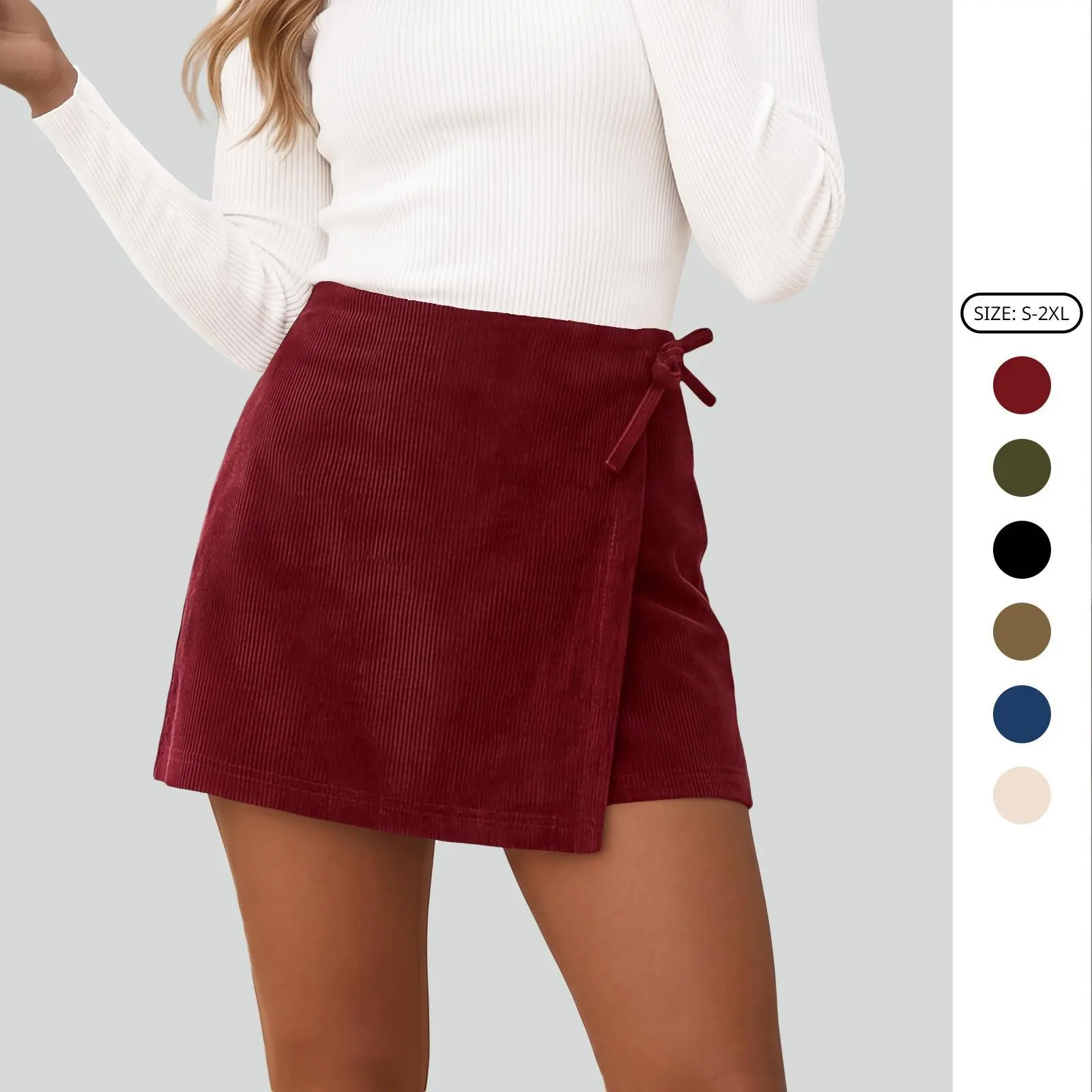 Imily Bela Women's Corduroy A-Line Mini Skirt - High Waist Casual Short Skirt with Pockets