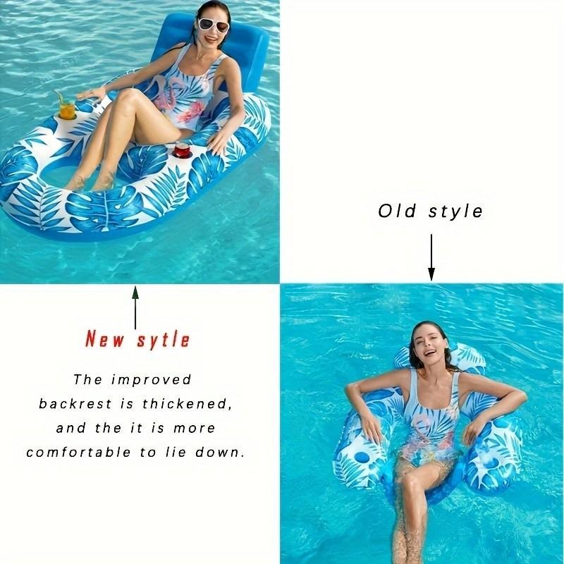 2026 New Multi-Functional Inflatable Maple Leaf Recliner Float, Cup Holder & Net Design, Ideal for Relaxing at Poolside, Bulk Purchase Available