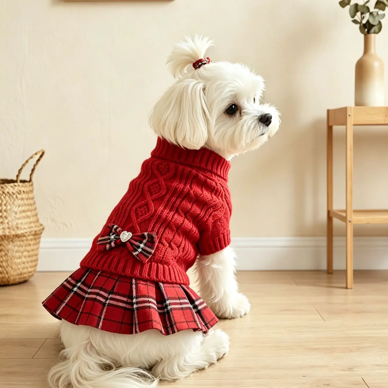 1pc Dog Sweater Dress for Small Dogs Winter Warm Dog Turtleneck Sweater Soft Puppy Knitwear Clothes Costume Cute Doggie Dresses for Teacup Dog Yorkie Chihuahua