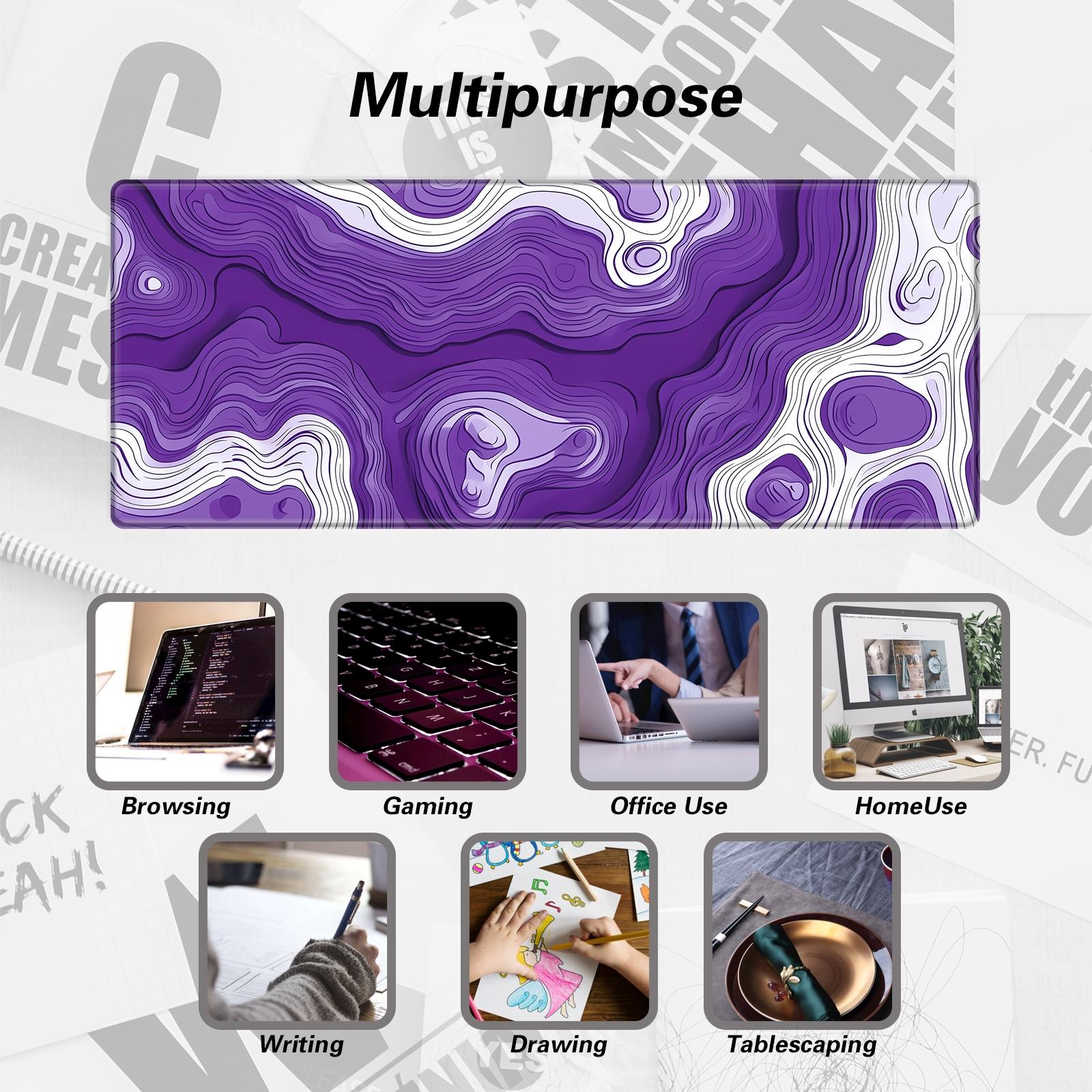 Topographic Map Pattern Mouse Pad, 1 Count Rectangle Gaming Mouse Pad, Office Desk Keyboard Mat with Non-Slip Rubber Base, Stitched Edges for Home Office