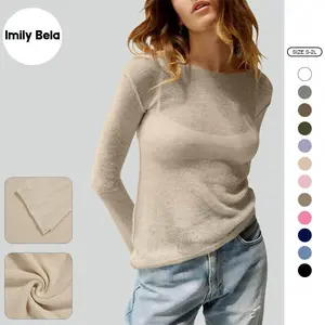 Imily Bela Womens Spring Summer Trendy Boat Neck See Through Shirts Long Sleeve Lightweight Knit Pullover Sweaters Casual Sheer Tops Imily Bela Womens Spring Summer Trendy Boat Neck See Through Shirts Long Sleeve Lightweight Knit Pullover Sweaters Casual Sheer Tops