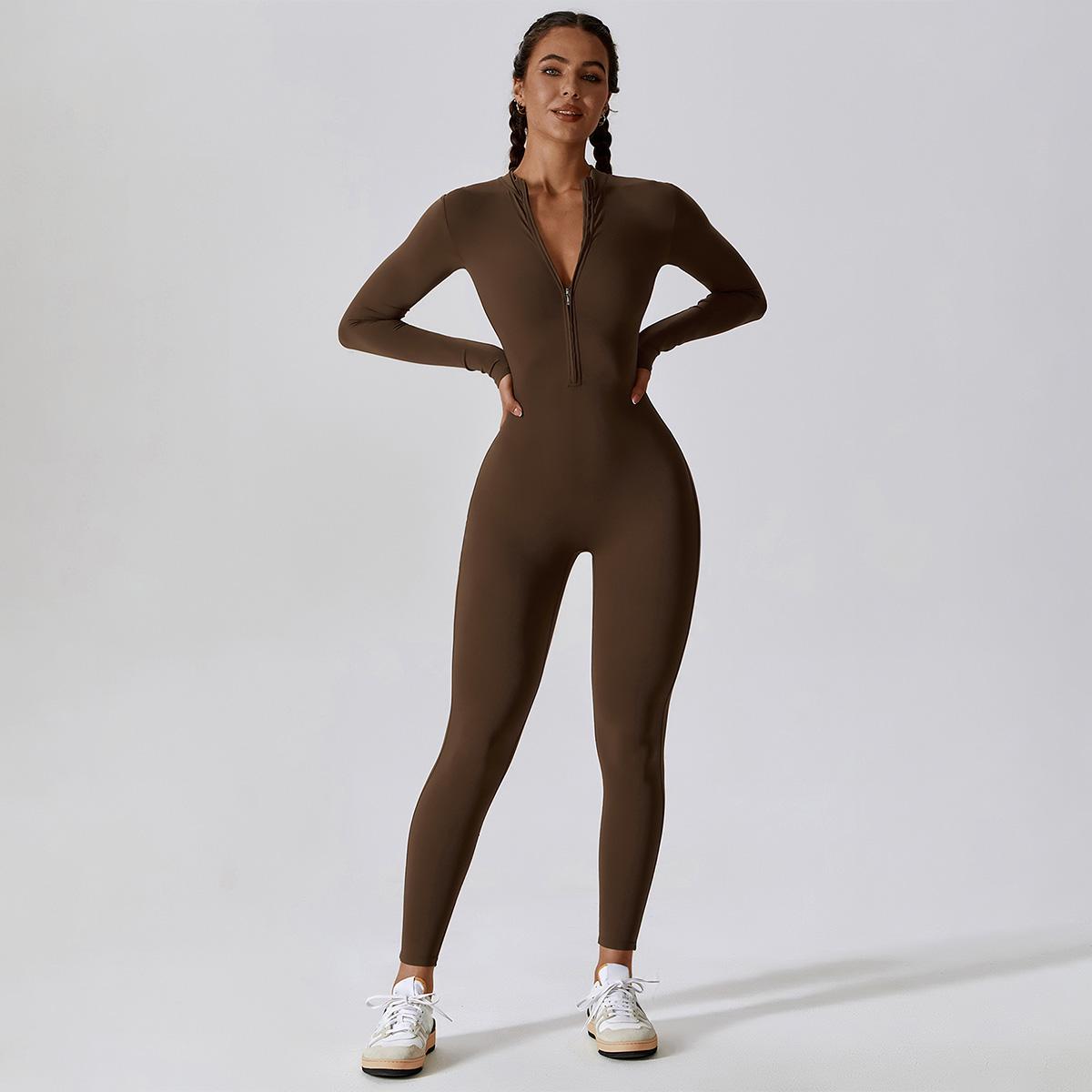MASKERT Women's Long Sleeved Tummy Control Jumpsuit Comfortable Skin Friendly Stretchable Activewear for Workout Gym SpringStatements