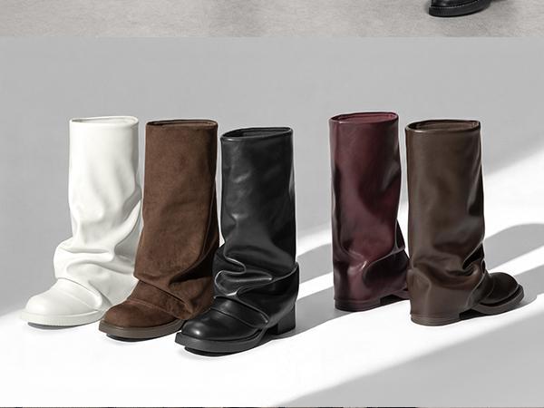Athlefit Women's Slouchy Fold Over Boots Wide Calf Chunky Platform Low Heel Square Toe Pull On Mid Calf Boots Athlefit Women's Slouchy Fold Over Boots Wide Calf Chunky Platform Low Heel Square Toe Pull On Mid Calf Boots