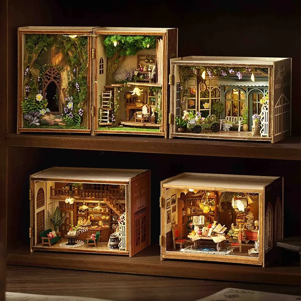 Wooden DIY Miniature Dollhouse Assembly Kit, 3D Puzzle with Furniture & Light, Developmental Unisex Doll House Playset for Hobbyists, 10-12 Yrs Hand-Craft Home Decor Gift