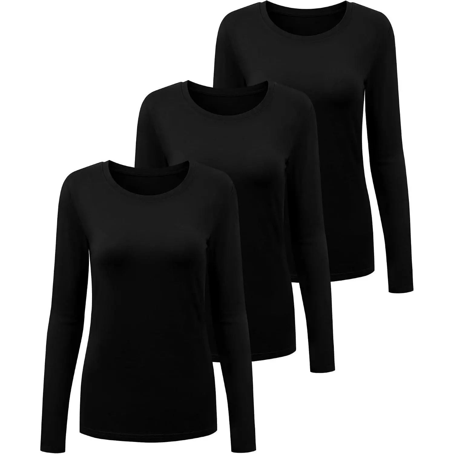 3 Pack Women's Long Sleeve Underscrub Crew Neck Tee - Ultra Soft Scrub Undershirt Base Layer for Nurses, Clinics, Long Shifts, Medical WorkwearGift